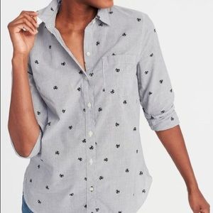Old Navy Black Cat Button Down Shirt